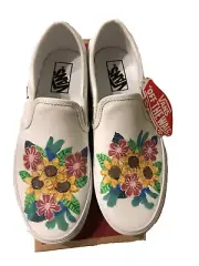Women’s Asher Slip On Vans Sneakers Floral Hand Painted