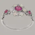 Solid 925 Sterling Silver Natural Ruby & Opal Womens Ring - Sizes 4 to 12