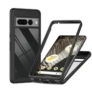 Google Pixel 7 Pro Military Grade Shockproof Clear Heavy Duty Case Bumper Drop Protection Tough Cover (Black)