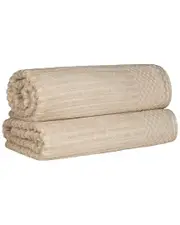 Superior Cotton Highly Absorbent Solid And Checkered Border Bath Sheet Set