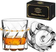 [PARACITY] Spinning Whiskey Glasses Set of 2, Rotatable Old Fashioned Glasses, Cocktail Glasses, Rock Glasses, Bourbon Glasses for Bar, Party and Home, Whiskey Glasses