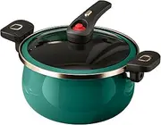 Nonstick Ceramic Coated Sauce Pan with Lid Green Crock Pot with Twist & Lock Handles, Micro Pressure Cooker Versatile Cookware for Stovetops, PFOA-Free Toxin-Free, Easy to Clean (GREEN, 5.5Quart)