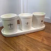 Rae Dunn Planter Set 4 Plants Pots Dragonfly LadyBugs Bumble Bee