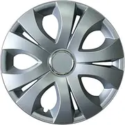 40147 4 Aluminium-Effect Top Ring Hub Caps, 17 Inches