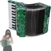 Professional Acordeones Para Adultos Acordeón 22 Keys 8 Bass Accordion Instrument With Adjustable Straps And Sweet Sound Portable Educational Musical Instrument For Music Lover(Green)