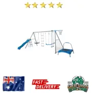 Swing Set 8 Station Kids Outdoor Playground Trampoline Rope Slide FREE SHIPPING