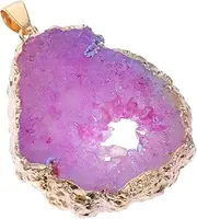 [Tofficu] Diy Necklace Agate Pendant Craft Natural Agate Geode Rough Stone Electrogilding Gemstone Slice Jewelry Handicraft Supplies