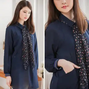 【MsMore】韓系親膚質感雪紡長版襯衫#101078(藍)
