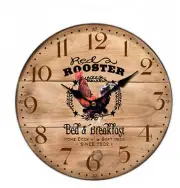 Country Vintage Rooster Bed And Breakfast Wooden Wall Clock 33 cm