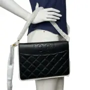 Tory Burch Savannah Large Quilted Smooth Flat Clutch Crossbody Bag