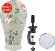 22 Inch Canvas Wig Mannequin Head Display Styling with T-Pins Stand