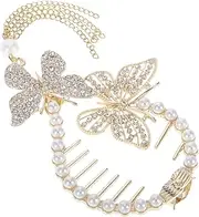Pearl Rhinestone Butterfly Hair Claw Clips for Women Elegant Tassel Design Versatile Hair Accessories for Ponytails for Special Occasions and Enhancing Personal Style
