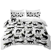 Pattern of Yellow Eyes Black Cats Quilt Cover