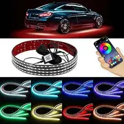 Car Underglow Light Strip Sound Actived Kit, Car Underbody Light LED Glow Underglow Lighting Kit Running RGB LED Strips Bluetooth App Control Atmosphere Lights