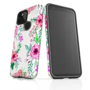 For Google Pixel 4a 5G Case Armour Protective Cover Floral Garden