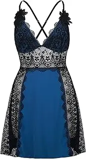 [LINGERLOVE] Plus Size Lingerie for Women Sexy V Neck babydoll Chemises Lace Mesh Nightgown M-4XL
