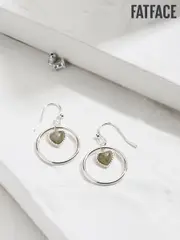FatFace Silver Tone Heart Stone Drop Earrings (AD7171) | $29