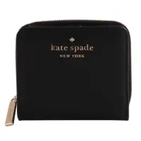 在飛比找ETMall東森購物網優惠-Kate spade 金字logo 防刮皮革ㄇ型拉鍊短夾(黑