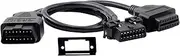 iKKEGOL OBD2 OBD II Full 16 Pin Splitter Y Open Cable J1962 1 Male to 2 Female Connector Underdash Mount Bracket for Diagnostic DIY Extension Adapter 50cm/20 (1 Pcs)