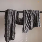 CottonMore Hand Knitted Soft Acrylic Yarn Home Decor Blanket Throw Rug 130x160cm Charcoal