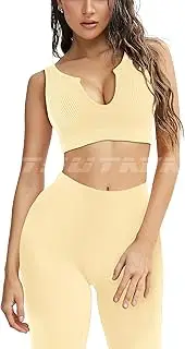 [TSUTAYA] Workout Sets for Women 2 Piece Ribbed Biker Shorts Seamless Gym Sports Bra Casual Summer Yoga Outfits