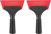 HARFINGTON 2pcs Squeegee 5 Inch Length Auto Water Blade Shower Squeegee with Non-Slip Handle for Car Windshield Window Cleaner Glass Door, Red
