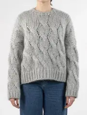 Brunello Cucinelli Gray Mohair Pa Wool Viscose Sweater DCMX14 Women