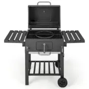 Costway Charcoal Grill Portable Foldable Side Table Rust Resistant Outdoor Black