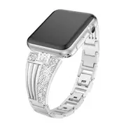 Suitable For Apple Watch Fan-Shaped Stainless Steel Alloy Flash Drill Strap-38/40mm-SILVER