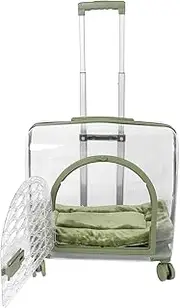 Pet Carrier Backpack, Transparent Hard Cat Carrier with Rolling Wheels, Retractable Rod, Portable Clear Cat Dog Carrier for Dogs, Cats, or Bunnies, Traveling Taking a Walk