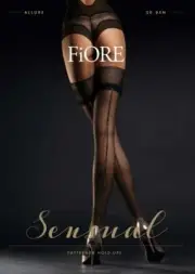 FIORE ALLURE HOLD UP LUREX BACKSEAM NET TOP STOCKINGS FINE EUROPEAN 3 SIZES
