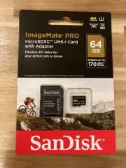 SanDisk 64GB ImageMate PRO microSDXC USH-I Card 170 MB/s w/Adapter. 9C120