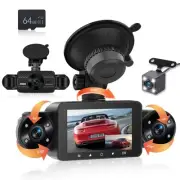 4 Channel Dash Cam Front and Rear Inside Left Right - 360 Camera for Car with...