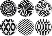 French Bull Melamine Assorted Plates-6 Piece Set -Melamine Dinnerware-Platter, Serving, Party, Platter, Dish (6" Appetizer Plate, Black & White)