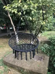 Grey Hammocks Chairs Macrame Cotton Swing Relax Indoor Outdoor Hanging Garden