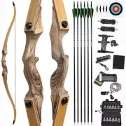 60" Shooting Recurve Bow 20-60lbs Limbs Wooden Takedown Bow Archery Target Hunt