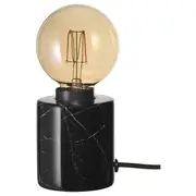 MARKFROST / MOLNART table lamp with light bulb, marble black/globe brown clear glass