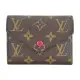 【Louis Vuitton 路易威登】M41938 VICTORINE帆布翻蓋信封短夾(卡其/紫紅)