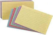 Oxford Ruled Color Cards, 5" x 8", Assorted Colors, 100 Per Pack (35810)