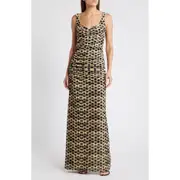 Black Halo Wilder Velvet Column Gown in Roaring Spots at Nordstrom, Size 14