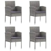 Garden Chairs with Dark Grey Cushions 4 pcs Grey Poly Rattan