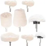8pcs Polishing Cloth Wheel Cotton Polishing Head Buffing Wheels Polisher Tools Grinding Supplies Buffing Brush Rotary Tool Attachment Cotton Beige
