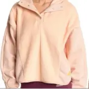 adidas Essentials Golden Logo Fleece Hoodie in Halo Blush Size 1X NWT
