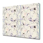 Glass Kitchen Chopping Board Worktop Saver Dancing cranes white and blue 60x52
