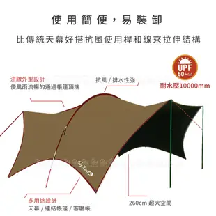 【Outdoorbase 大哈比天幕布 單售《卡其黃》】23410 移動旅程天幕布/天幕帳/遮陽帳/客廳帳/露/悠遊山水