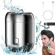 2025 New Model Mini Dual-Head Electric Shaver, Pocket USB Mini Shavers for Men, Washable Double Head Razor, Portable Razor for Men for Home, Car, Travel (Silver)