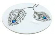 Marble Coffee Table Top Peacock Feather Pattern Inlay Work Hallway Side Table