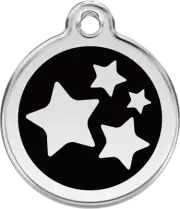 Red Dingo Stars Black Tag - Lifetime Guarantee - Cat, Dog, Pet ID Tag Engraved