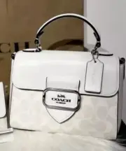 NWT COACH Morgan Top Handle Satchel CJ614 Chalk/GlacierWhite Silver Hardware