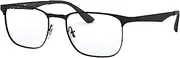 Ray-Ban RX6363 Square Metal Eyeglass Frames Non Polarized Prescription Eyewear, Black/Matte Black, 54 mm